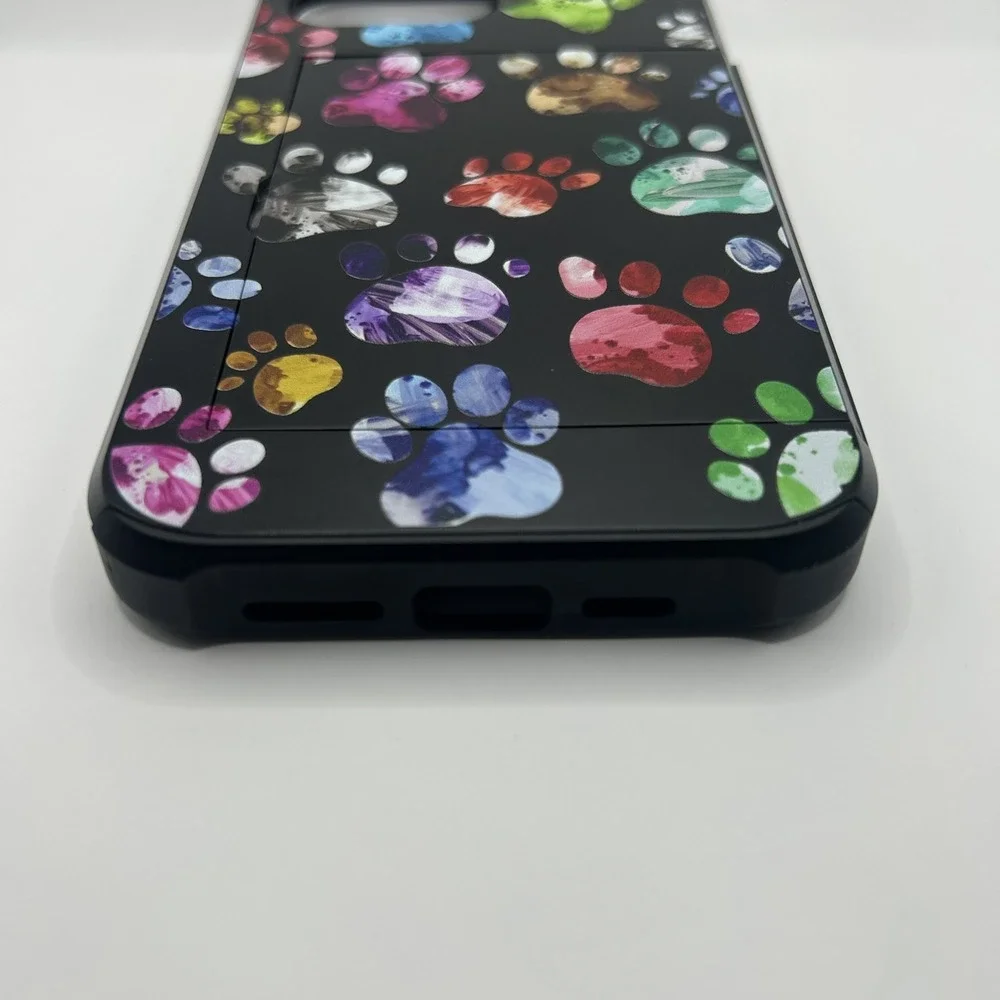 Rainbow Dog Paws Black Case with Card Slot IPhone 14 Pro Max‎